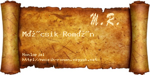 Mácsik Román névjegykártya